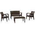 Rainbow Outdoor Alaska 4 Piece Seating Set with Cushions-Brown RBO-ALASKA-BRW-4PC-CUSH